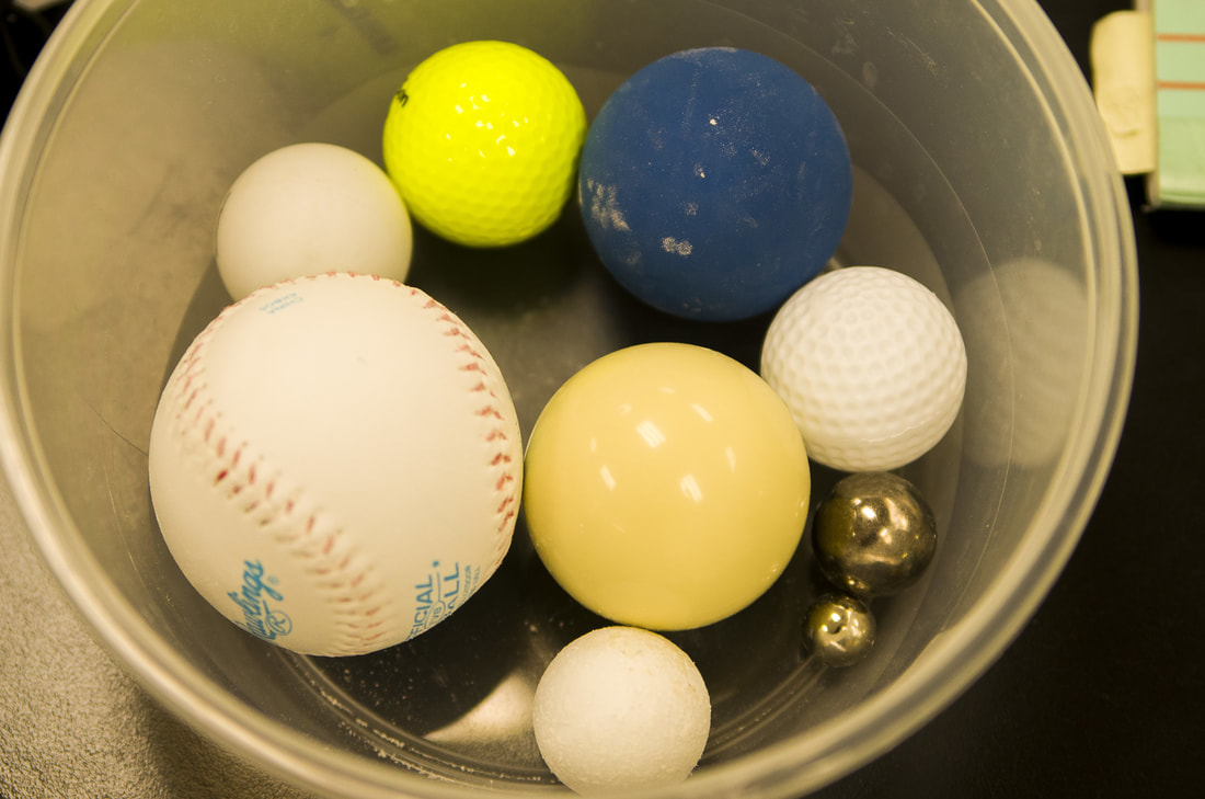 We focused on 6 balls: 
Baseball, whiffle ball, cue ball, racquetball, golf ball, whiffle golf ball